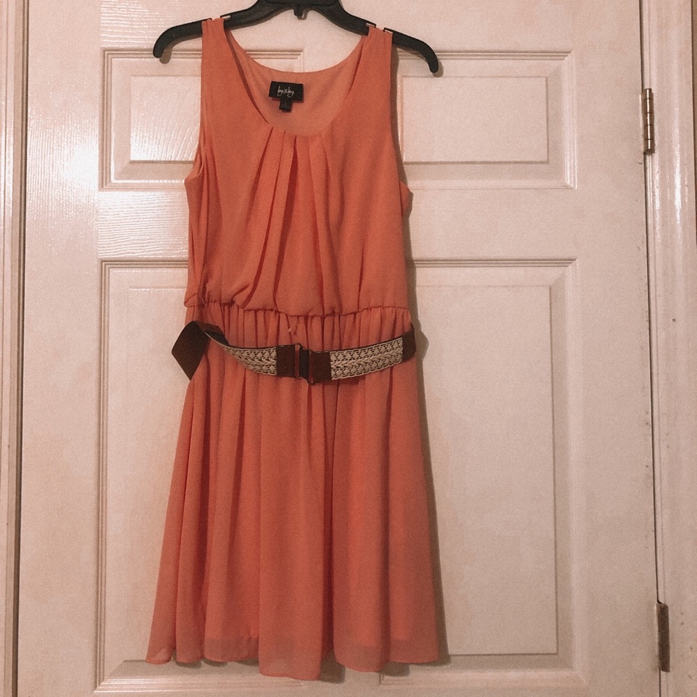 Pink belted dress